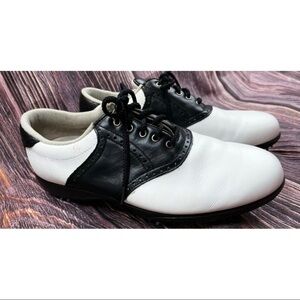 Footjoy Women Sz 8 M Summer Series Golf Shoes Cleat Softspike White Black Oxford